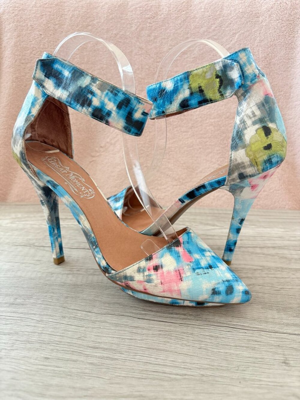 Jeffrey Campbell Great Moments Solitaire Watercolor Plaid Leather Point Pumps 7
